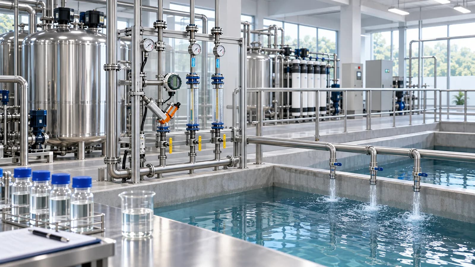 Engineering visualization of a municipal drinking-water ozone contact system with source-water and laboratory monitoring points