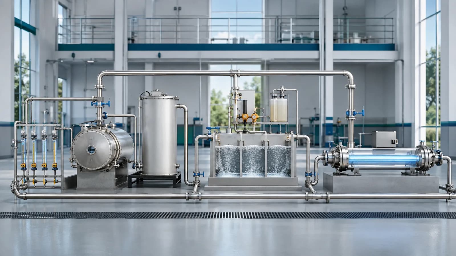 Engineering visualization of ozone, chemical dosing and UV treatment routes for a conditional water-disinfection decision